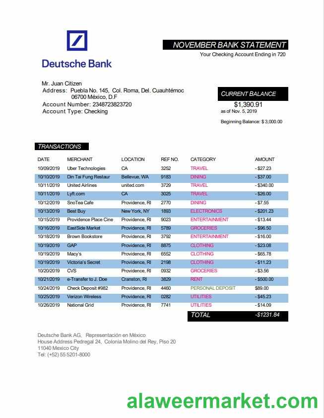 Mexico Deutsche bank statement
